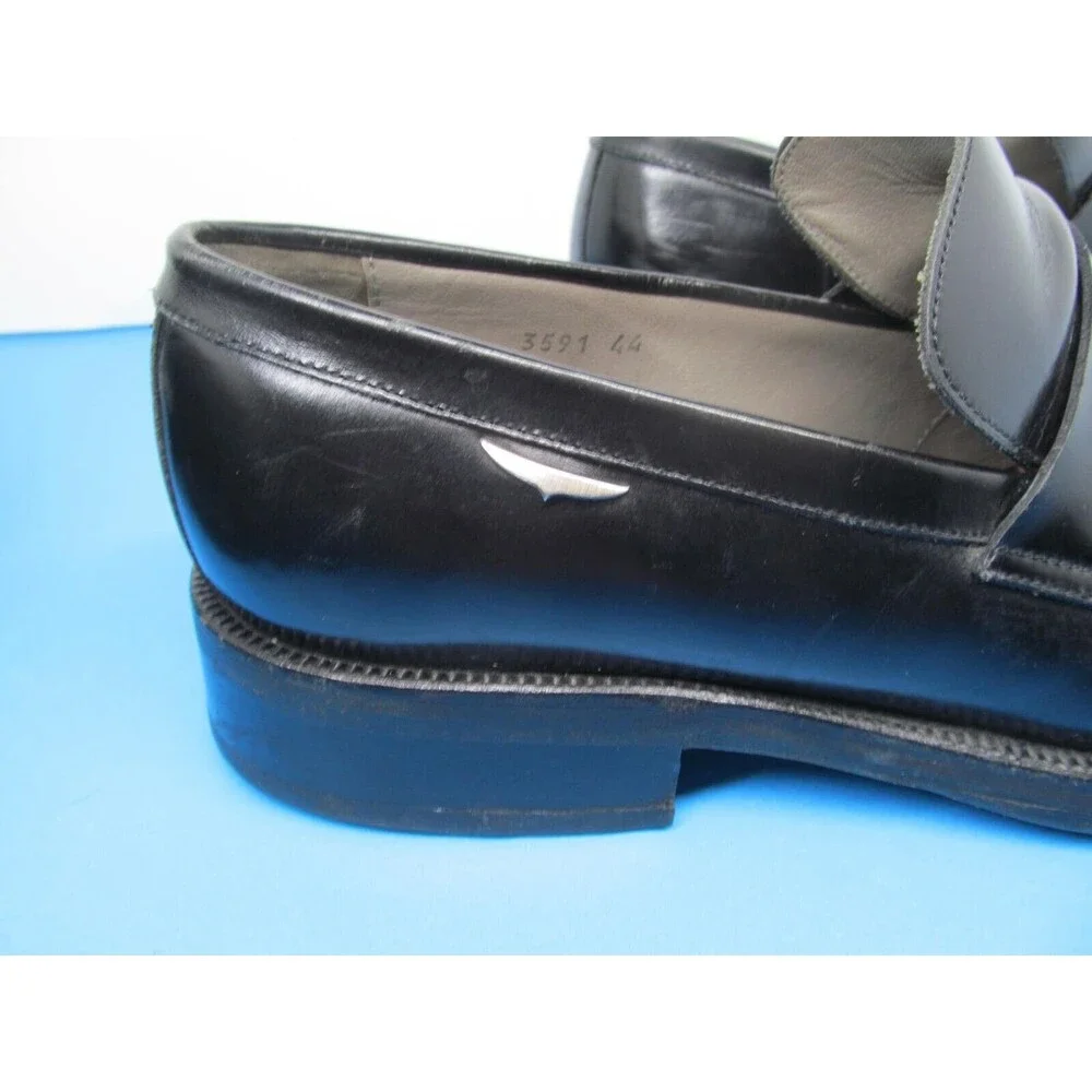 Bruno Verri Alberto Guardiani Mens Black Leather Loafers Size US 10 EUR 44